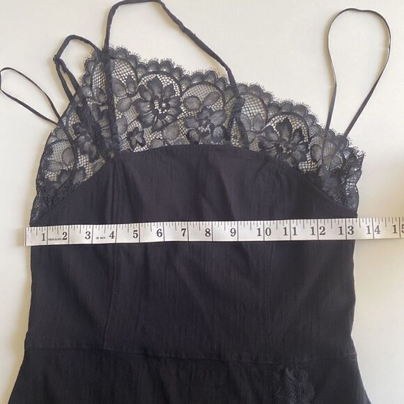Free People Black Premonitions Lace Trim Bodycon One Shoulder Slip Dress Size M - Picture 15 of 16